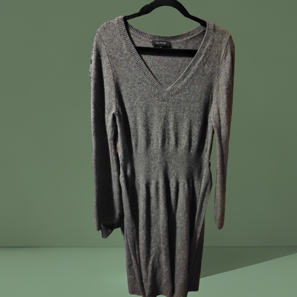 Ann Taylor Soft Gray Will Blend Sweater Dress